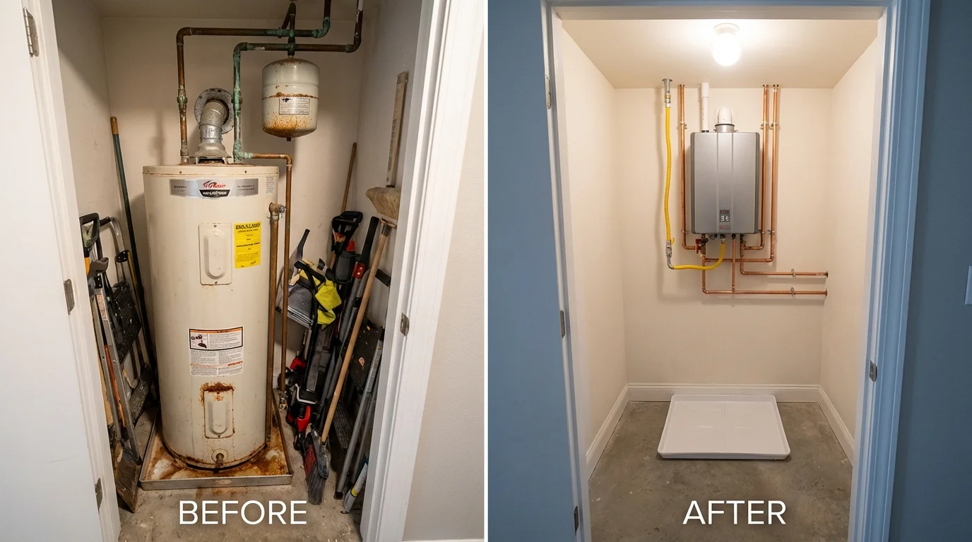 Tank water heater versus wall-mounted tankless unit comparison for Ashland, IL homeowners